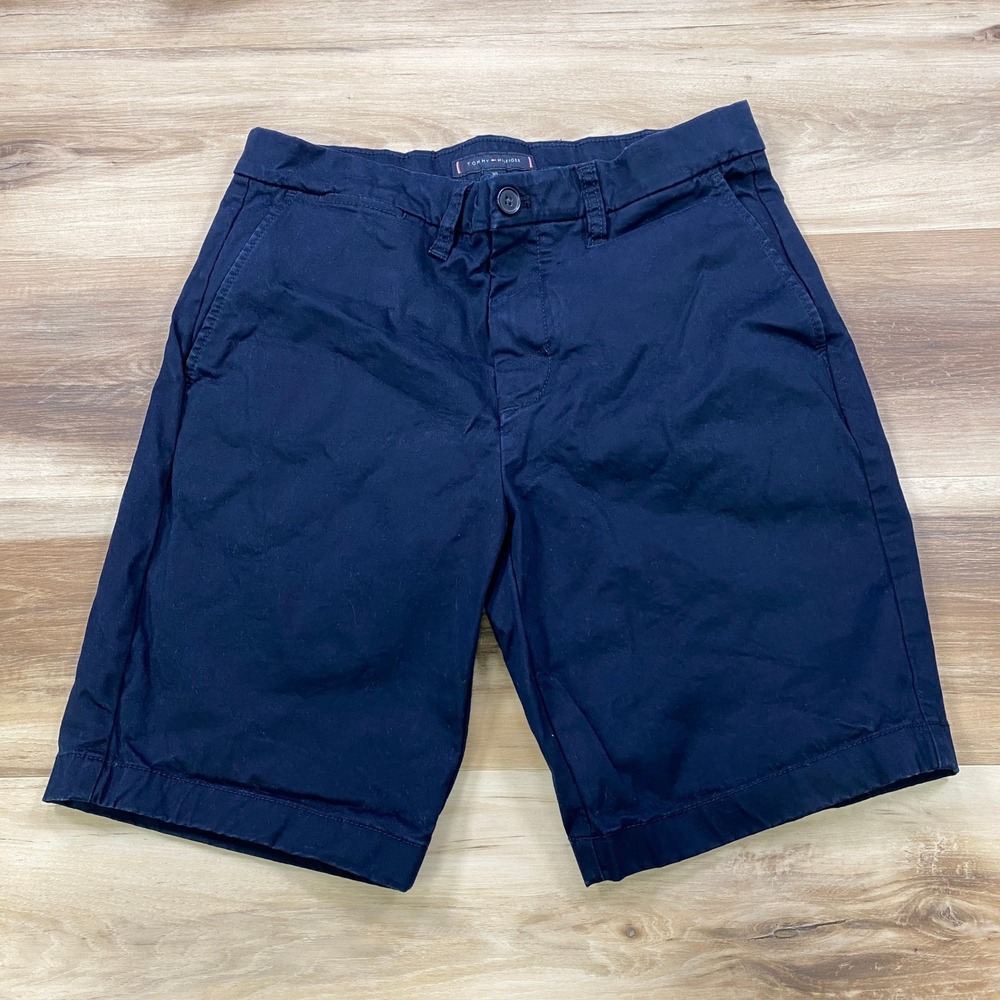 Tommy Hilfiger Chino Shorts Mens 30 Classic Navy‎ Blue Cotton Stretch Preppy Ivy